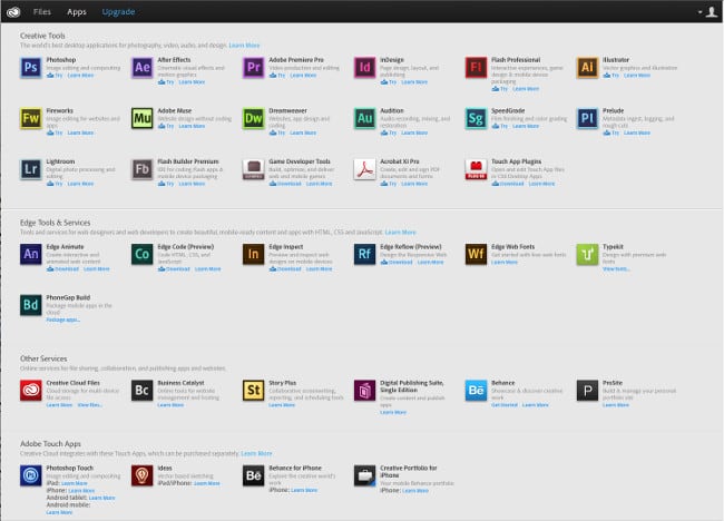 مجموعة من البرامج من Adobe Creative Cloud