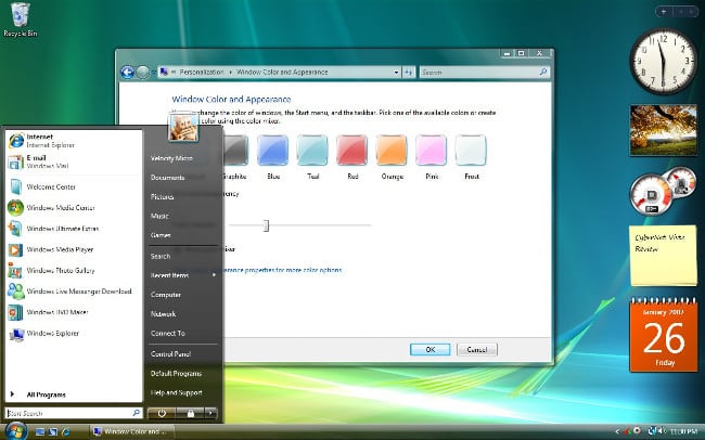 Windows Vista مع Aero On