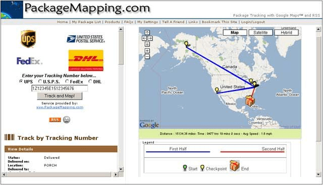 تتيح لك خدمة packagemapping.com عرض موقع ومسار الحزمة الخاصة بك على الخريطة.