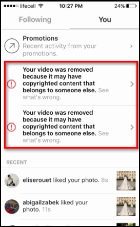 حظر حقوق النشر على Instagram
