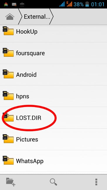 مجلد Lost.Dir لنظام Android